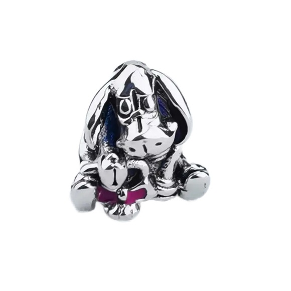925 Sterling Silver Disney Inspired EEYORE Charm with Pink Accent - NWT - Picture 2 of 5